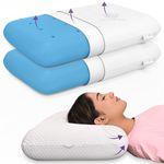 MY ARMOR Ventilated Cooling Gel Memory Foam King Size Pillows, Orthopedic Pillows for Neck Pain Relief, Combo of King Size Pillows (24x15x5 Inches) with Removable Zipper Cover, Set of 2, White