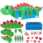 Valentines Dinosaur Mailbox Craft Set DIY Valentine's Day Card Exchange Box Dinosaur Card Box for Girls Boys School Classroom Exchange Cute Class Party Favors Kits