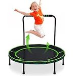 36'' Kids Trampoline Mini Foldable Fitness Trampoline with Safety Padded Protective Cover Fitness Exercise Bungee Rebounder Happy Jumping Indoor & Outdoor Use for Children Toddler Boys & Girls