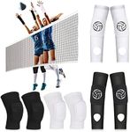 8 Pcs Volleyball Arm Sleeves and Knee Pads for Women Soft Breathable Dance Knee Pads Volleyball Gear Knee Protector Volleyball Passing Sleeves with Pads and Thumb Hole for Volleyball Dance