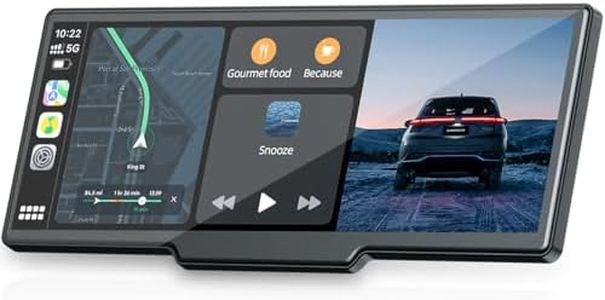 Topexplore 9.26'' Carplay Screen for Car with 2.5K Dash Cam and 1080P Backup Camera Portable Wireless Android Auto Screen GPS Navigation Mirror Link Voice Control Hands-Free for iOS 11+ Android 11+