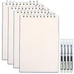 UIRIO 4 Pack Spiral Journal Grid Notebook, A5 5.5 x 8 Inch Top Coil Flip, Math Engineering Graph Paper, 160-Page 80-Sheet, Hard Cover Note Pads for School, Student, Work, Diary Composition (Squared)