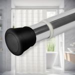 Sittella (85Cm To 140Cm) Extendable Shower Curtain Tension Rod Non-Drilling Anti-Skid Spring Pull Rod -Stainless Steel, Silver-Black