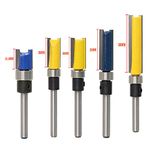 WSOOX 5 Pcs Double Straight Flush Trim Router Cutter Bit Set with 1/4 inch Shank, Woodworking Top Bearing Milling Tools