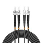 Buacoz ST UPC to ST Armored Outdoor Fiber Optic Cable, 55Meter/180.45ft Single Mode Duplex Fiber Jumper Optical Patch Cord, Simplex - 9/125um Industrial Fiber Optic Internet Cables, TPU Black