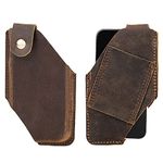 Genuine Leather Portable Case, Mens Phone Holster Waist Pouch, Shoulder Belt Bag Outdoor Travel Case with Belt Loop for iPhone 13 Pro/13/12 Pro/12/11 Pro/11/XR/XS/X/ Sony Xperia 5 II/ 5 III Brown M