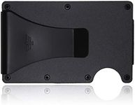 Slim Minimalist for Men/Credit Card Holder for Men with Money Clip (Aluminum with Clip - Black)