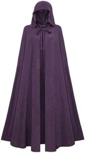 Renaissance Hooded Cape Medieval Cloak Halloween Costume Purple