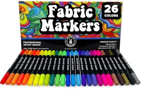 Fabric Markers, Permanent No-Bleed Fabric Pens for Clothes, Baby Clothes, Canvas, Upholstery, T-Shirts, Shoes, and More, 26 Piece Set for Artists and Kids, Ideal for Coloring and DIY Projects