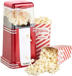 VonShef Retro Popcorn Maker – Red Electric Popcorn Machine