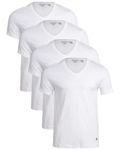 U.S. POLO ASSN. Men’s Undershirt – 4 Pack V-Neck Short Sleeve T-Shirt, White, Medium