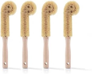 MI BRUSHAX Wooden Bottle Brush - L-Shape Long Handle Cup Scrubber for Water Bottles, Decanters & Glassware - Beech Wood Kitchen Cleaning Tool (Multipack) (4)