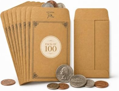 Envelex 100 Pack #1 Brown Small Coin Envelopes 2¼" x 3½" 100 GSM Paper Mini Envelopes with Gummed Flap, Seed Storage Envelopes, Tip envelopes, Cash, Keys, Jewelry, and Small Parts