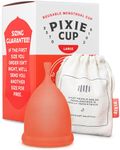 Pixie Cup Menstrual Cup - Ranked 1 for Most Comfortable Soft Reusable Period Cup - Wear for 12 Hours - Reduces Cramps - Lasts 10 Years - Tampon and Pad Alternative - Buy One We Give One (Large)