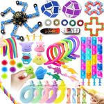 50Pcs Fidget Toys Pack, Sensory Toys Gift for Boys Girls, Stress Anxiety Relief Squishy Fidget Spinners Toy for ADHD Autism Autistic Birthday Gift for Kids Adult