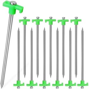 PR1ME Tent Stakes 12 Pack, Galvanized Non-Rust Family Pop Up Household Tent Pegs, Heavy Duty Yard Stakes, for backyards, Canopy, and Outdoor Decorations