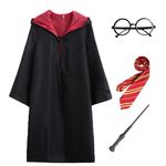 CULTURE PARTY Girls Boys Halloween Costume for Kids, Wizard Fancy Dress Cloak Robe Halloween Costume for Kids with Accessories