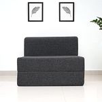 uberlyfe 1 Seater Sofa Cum Bed | Jute Fabric Washable Cover | Dark Grey | 3' X 6.5' Feet