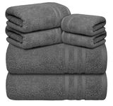 Luxury Towels 100% Egyptian Cotton 800-GSM Large Jumbo Bath Sheet |Hotel Quality Super Soft and Highly Absorbent | Hand Bath Towel Washcloths Bathroom Towels (6x Towel Set, Charcoal Grey)