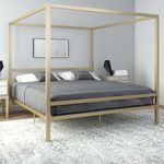 DHP Modern Metal Canopy Poster Bed, King, Gold