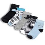 LEALDEALZ kids socks for boys and girls, soft cotton with Antibacterial Wash Pack of 5 Animal Printed socks for 5-7 years