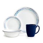 Corelle 3601 Ocean Blues Chip & Break resistant 16pc Dinner Set, Service for 4, Glass and Stoneware, 16-piece, Blue