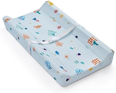 Blissful Diary Baby Changing Pad with Waterproof & Washable Soft Cover, Contoured Changing Table Pads for Dresser with Security Strap and Non-Slip Bottom, Woodland Blue