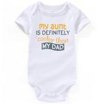 AIZFFZY My Aunt Is Cooler Than My Dad Baby Clothes Aunties Bestie Baby Outfits Girl Boy Rompers Baby Bodysuits Gifts, Aunt White, 12-18 Months