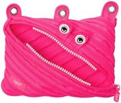 ZIPIT Monster Pencil Pouch for Girls | 3-Ring Binder Pencil Case | Large Capacity Pen Case for School (Pink)