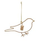 Creative Co-Op 3-1/2"H Bird Bell, Brass Finish Metal Ornaments, 7" L x 1" W x 4" H, Multi