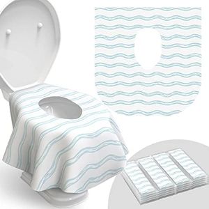 Toilet Seat Covers Disposable - 20 Pack - Waterproof, Ideal for Kids and Adults – Extra Large, Individually Wrapped for Travel, Toddlers Potty Training in Public Restrooms (Waves, 20)