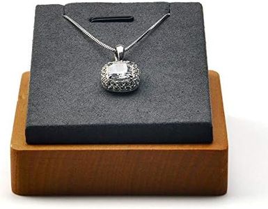 Oirlv Wood Single Necklace Pendant Chain Jewelry Display Stand Jewelry Showcase Display Holder Microfiber Surface(Grey)