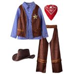 ReliBeauty Kids Cowboy Costume for Boys Cosplay Costumes Birthday Party Christmas Halloween Dress up Gift for Kids 5 Sets,Blue 10-12/150