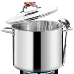 HOMICHEF Large Nickel Free Stainless Steel Stock Pot 16 Quart with Lid - Mirror Polished Stockpot 16 Quart with Lid - Heavy Soup Pot Large Cooking Pot with Lid - Healthy Cookware Induction Pot