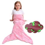 Kids Mermaid Tail Blanket, Girls Glow in The Dark Unicorn Blanket, Soft Flannel Fleece Toddler Mermaid Blanket, Little Unicorn and Mermaid Gifts Toys for Girls - 17" x 39"