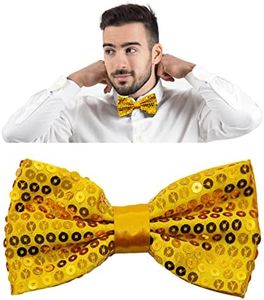 Mantieqingway Sequin Bow Ties for Men/Big Boys Pre-tied Adjustable Shiny Bow Tie Tuxedo Bowties for Banquet Party Wedding (Yellow)