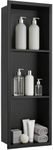 Autopartsfreer 36 x 12'' Stainless Steel Shower Niche, Black, 2 Shelves | shower niche no tile needed,4‑way reversible design ,8‑year fade & scratch resistant