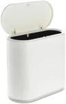 Juvale 12L / 3.17 Gallon Small Bathroom Trash Can with Lid - Narrow Bin for Kitchen (White)