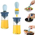 Zimblin Glass Olive Oil Bottle And Brush 2 In 1, Silicone Dropper Measuring Dispenser Kitchen Cooking Baking BBQ Grill Vinegar Turkey Basting Pastry Brushes Mother's Day Gift (blue), 18x6.45x6.45cm