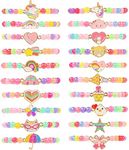 TAOMOCO 20 Pcs Colorful Unicorn Bracelet Girls Rainbow Unicorn Heart Beaded Bracelet Stretchy Costume Jewelry Set Party Favors Gifts Friendship Bracelets for Kids Little Girls (Bead Style)