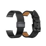 YEEJOK Smart Watch Bands 18mm,Vivoactive 4S Band, Venu 3S 2S Band, Compatible for Fossil Women's Gen 6/5E 42mm Straps, Gen 4 Q Venture HR Milanese Metal+Leather Bands Replacement