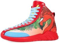 Men's Red High Top Sneakers Flamingo Graffiti Lightweight Outdoor Basketball Shoes Ankle Boots Size 8