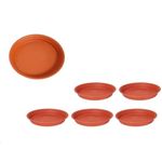 FBB UV Treated Round Bottom Tray Plate Saucer | Plastic Pot-Terracotta Color | Circular Pots | Heavy Duty Highly Durable Plant Saucers | Indoor Home Decor & Outdoor Balcony Garden (6, 10 INCH)