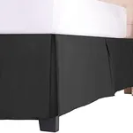 Luxury Bed Skirt with 15 Inch Drop - Adjustable Pleated Microfiber Bed skirts with Dust Ruffle Wrap - King - Black