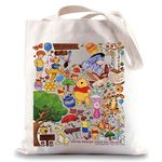 BWWKTOP Cartoon Movie Canvas Tote Bag Movie Fans Gifts Piglet & Eeyore & Tiger Shoulder Bag For Movie Fans (you're braver than), Multi-color, One Size