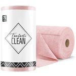 Fantasticlean Microfiber Cleaning Cloth Roll -75 Pack, Tear-Away Towels, 30x30cm, Reusable and Washable Rags (Pink)