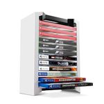 TNP Universal Video Game Storage Tower for PS5, PS4, PS3, Nintendo Switch, Xbox One, Xbox Series S/X - White Video Game Holder Organizer Stand with 12 CD Case Storage for Organizing & Displaying