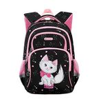 Kids Backpack for Girls Preschool Elementary Kindergarten School Bag 15.6″ Multifunctional Cute Large Capacity, Black Cat 16inch, 16, Black Cat