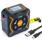 CIGMAN Digital Laser Tape Measure, CT-50 Laser Measure Device with LCD Backlit, Laser Point 50M Working Range, M/In/Ft Unit Switch, Retractable 3M Stainless Steel Tape, Rechargeable Battery Built-in