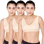 BODYCARE Women's Cotton Non-Padded Wire Free Sports Bra (E1607SSS-32B_Beige_32)